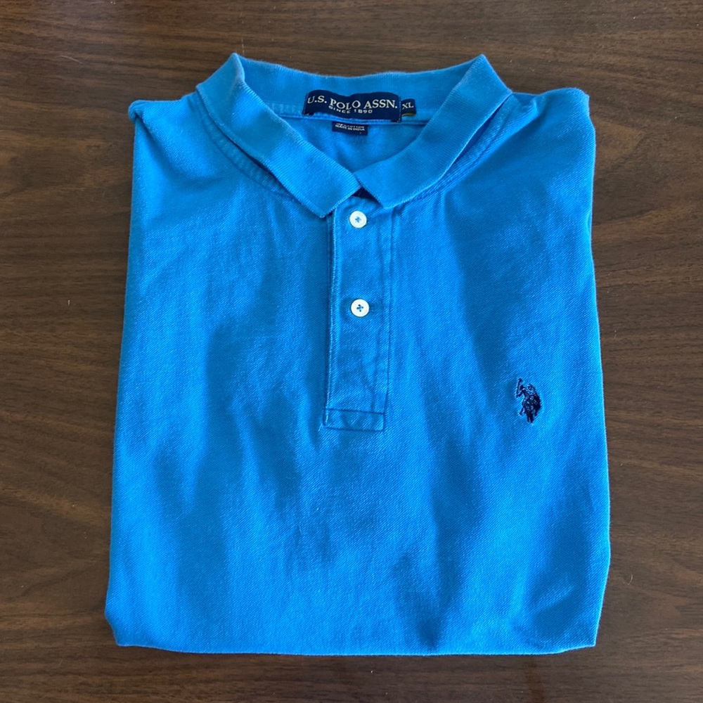 US Polo Assn blue 100% cotton polo golf shirt
